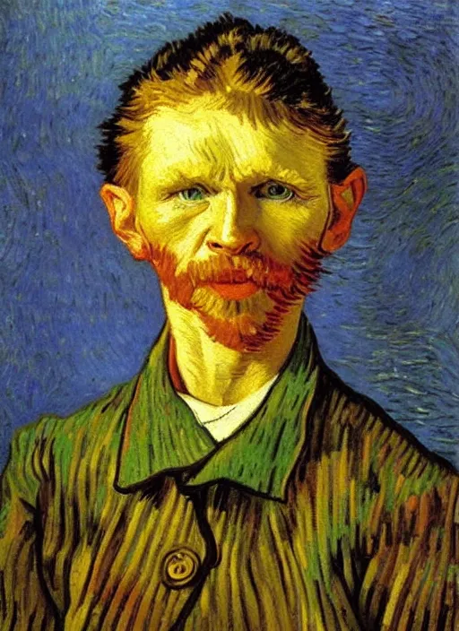 Image similar to lifelike oil painting portrait of tom sawyer by van gogh