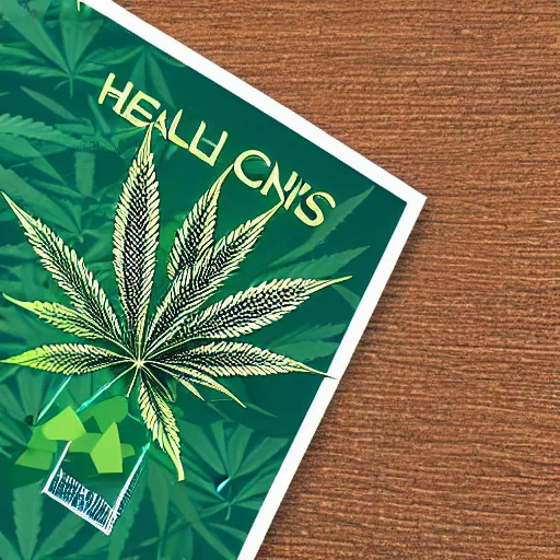 Prompt: healthy cannabis in a nice pot origami poster illustration