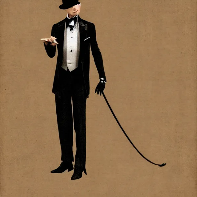 Prompt: photorealistic sepia kodachrome portrait of a 1 9 2 0 s era male magician, well dressed, long - tailed tuxedo coat, atmospheric lighting, dark, brooding, painted, intricate, ultra detailed, well composed, best on artstation, cgsociety, epic, stunning, gorgeous, intricate detail, much wow, masterpiece