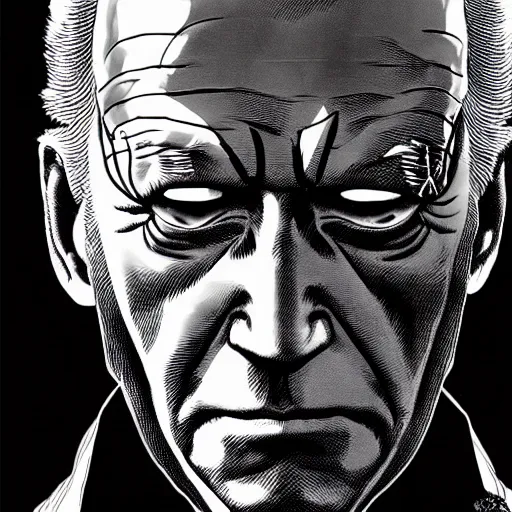 Image similar to Joe Biden looking sinister, by Tsutomu Nihei, highly detailed