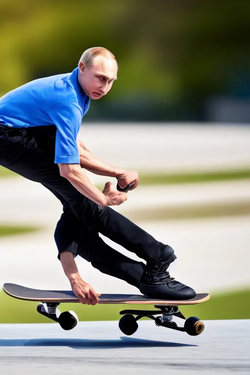 Image similar to a picture of putin playing skateboard - photorealistic, face features, incrinate taken with canon eos 5 d mark iv, versatile, lens interoperability, autofocus, 4 k uhd video capture at 3 0 fps, 8 k time - lapse functions, by karah mew