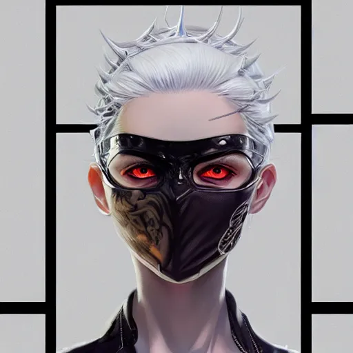 Image similar to very cool girl white hair girl with mask, streetwear, techwear, cyberpunk style outfit, full body, nose piercing, detailed portrait, intricate complexity, by greg rutkowski, artgerm, ross tran, conrad roset, takato yomamoto, ilya kuvshinov. 4 k, beautiful, cinematic dramatic atmosphere