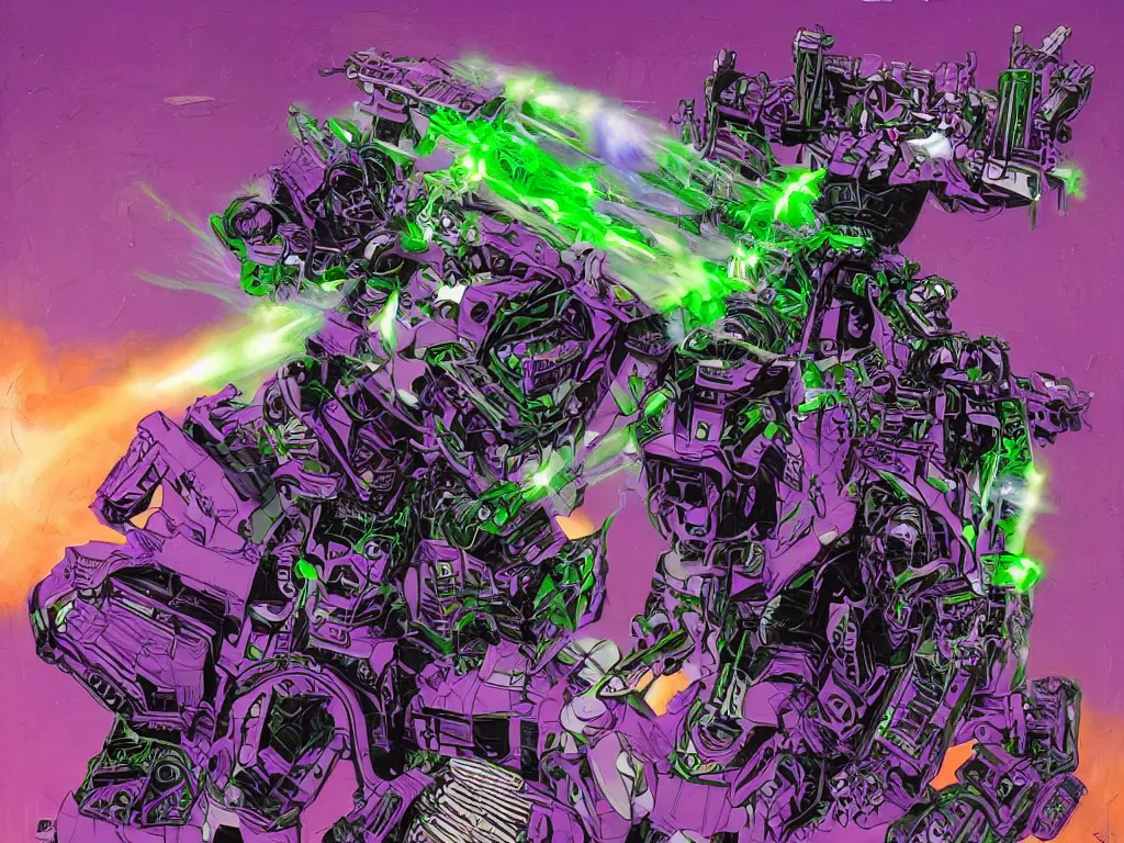 Image similar to portrait of cowboy johnny cash as purple green optimus prime from transformers riding on guitar zord ufo hoverboard, intricate, highly detailed, smooth, artstation, digital illustration by Lisa Frank and Ruan Jia and Mandy Jurgens and Artgerm and Wayne Barlowe and Greg Rutkowski and Zdislav Beksinski