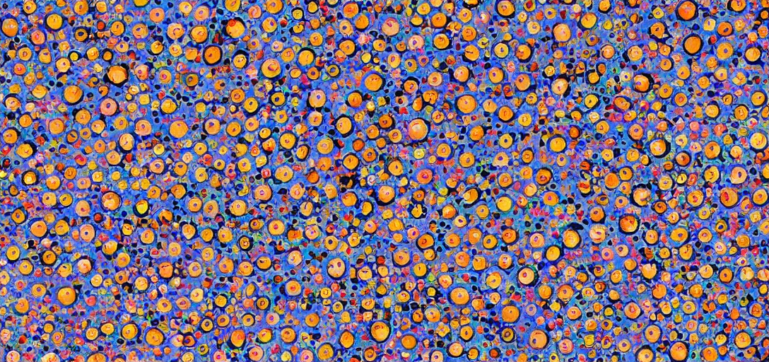 Image similar to clown apocalypse by yayoi kusama