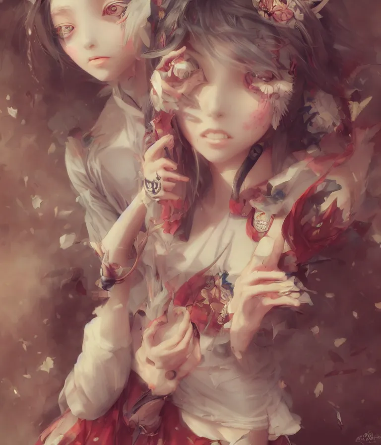 Image similar to concept art, artstation, anime 3 d art, wlop art, realistic alice cute girl painting, japanese street fashion, hyper realism, muted colours, rococo, natalie shau, anime, tom bagshaw style