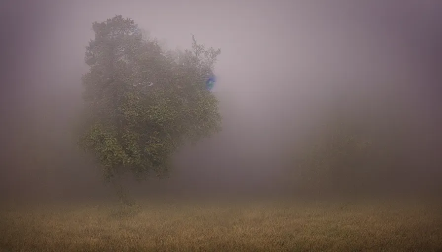 Prompt: slowly pooling fog erupting from the mouth of the forest, surrealism