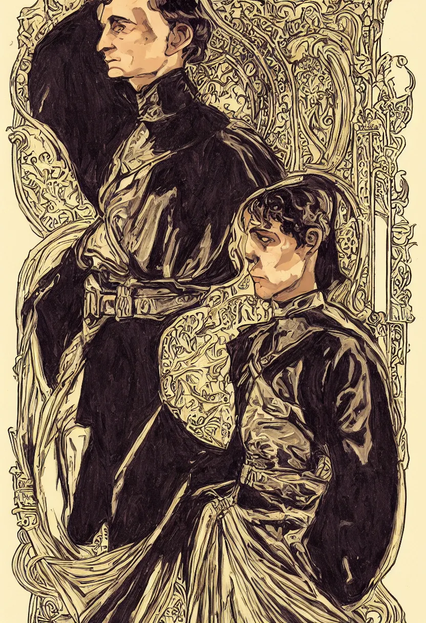 Image similar to portrait of prince paul atreides in art nouveau style