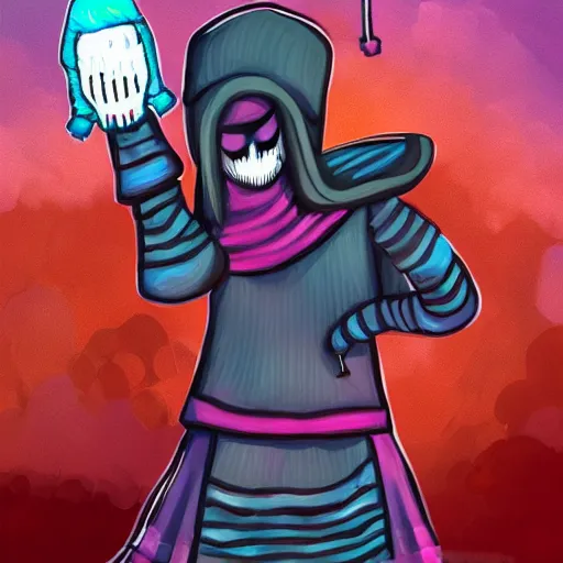 Image similar to knit candypunk grim reaper, high - quality, character design : : 2 beautiful lighting, magicpunk, dollpunk, 1 6 k, oled