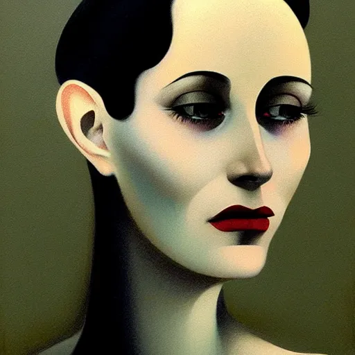 Image similar to concept portrait of woman from 2 0 s decade of xx century, dark atmosphere, lynchian, film noir, concept art, art by kuvshinov ilya and zdislav beksinski and wayne barlowe