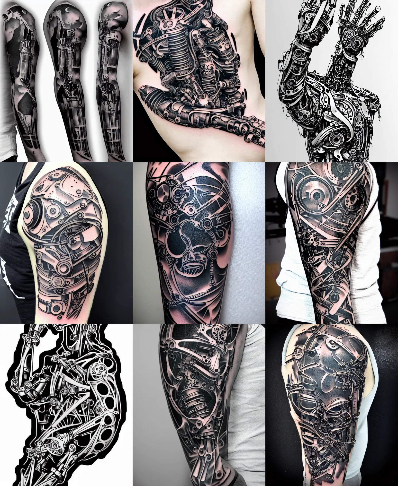 Image similar to biomechnical arm cybernetic tattoo stencil