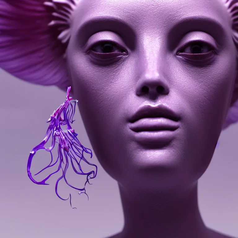 Image similar to goddess full painted acryllic sculpture close-up portrait. orchid bird phoenix jellyfish betta fish, intricate artwork by Tooth Wu and wlop and beeple. octane render, trending on artstation, greg rutkowski very coherent symmetrical artwork. cinematic, hyper realism, high detail, octane render, 8k