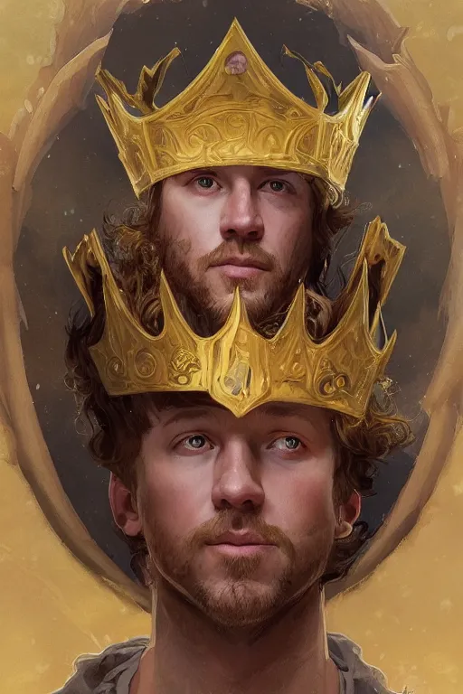 Image similar to Case Keenum wearing a golden crown, dungeons and dragons portrait, highly detailed, digital painting, artstation, concept art, sharp focus, illustration, art by artgerm and greg rutkowski and alphonse mucha