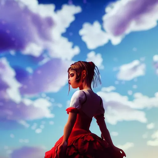 Image similar to a beautiful Cotton Mill Girl, symmetrical, centered, dramatic angle, ornate, details, smooth, sharp focus, illustration, realistic, cinematic, artstation, award winning, rgb , unreal engine, octane render, cinematic light, macro, depth of field, blur, red light and clouds from the back, highly detailed epic cinematic concept art CG render made in Maya, Blender and Photoshop, octane render, excellent composition, dynamic dramatic cinematic lighting, aesthetic, very inspirational, arthouse by Henri Cartier Bresson