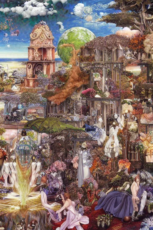 Prompt: an airbrush painting of an elaborate hidden object scene in final fantasy iii ( ds 2 0 0 6 ) by destiny womack, gregoire boonzaier, harrison fisher, richard dadd