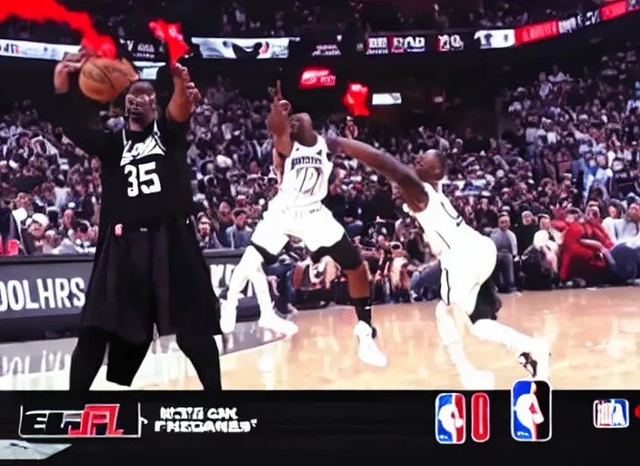 Image similar to ESPN still of Darth Vader playing in the nba playoffs live on espn, 4k