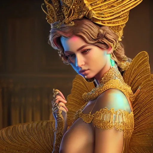 Prompt: portrait of princess, age 1 8, beautiful, attractive, glowing, ornate and intricate, jaw dropping, dynamic lighting, colorful, fairy tale, intricate and detailed, 4 k octane render