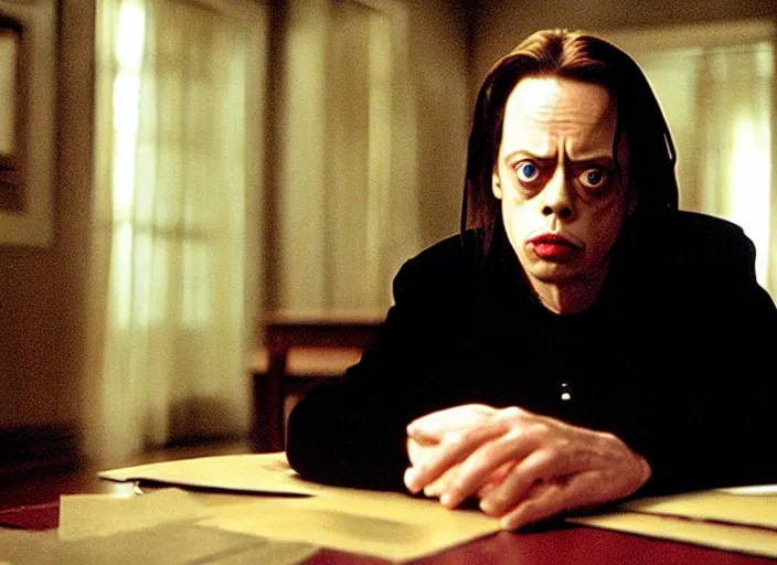 Image similar to steve buscemi in a still from the movie The Room (2003)