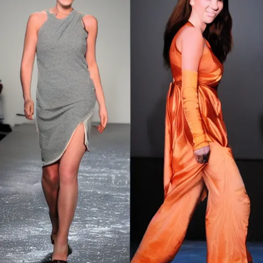 Image similar to April O'Neill on the catwalk as a fashion model