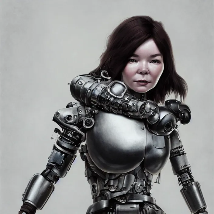 Image similar to hyper - realistic bjork leather cyborg - by tom bagshaw, by ilya kuvshinov, rtx rendering, octane render 1 2 8 k, maya, extreme high intricate details by wlop, digital anime art by ross tran, medium shot, close up shot, composition by sana takeda, dramatic lighting by greg rutkowski, 8 k, trending on artstation