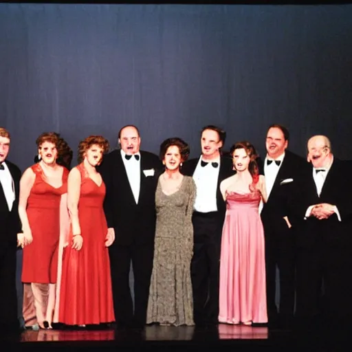 Prompt: the sopranos music opening night award - winning photography full cast curtain call