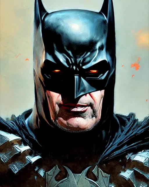 Prompt: grim batman, fantasy character portrait, ultra realistic, concept art, intricate details, highly detailed by greg rutkowski, gaston bussiere, craig mullins, simon bisley