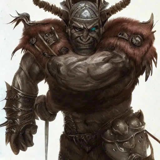 Image similar to a detailed portrait of an orc with armor, fantasy art illustration, incredibly highly detailed and realistic, 8 k, sharp focus