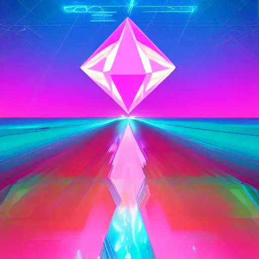 Image similar to diamond gem, epic retrowave art, trending on art station