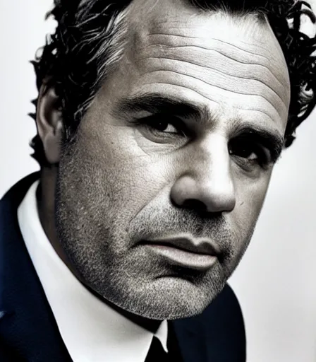 Image similar to a high quality, high detail, photorealistic portrait of mark ruffalo by james nachtwey and lucian freud,