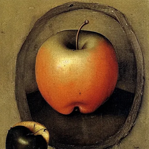 Prompt: an apple by hieronymus bosch