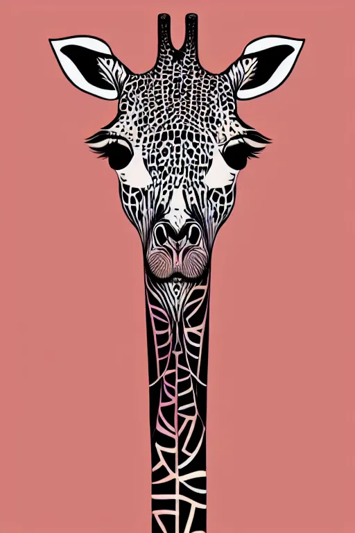 Prompt: minimalist boho style art of a colorful giraffe, illustration, vector art