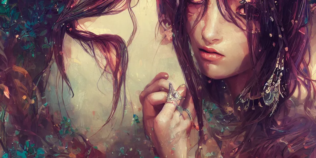 Image similar to a beautiful bohemian girl, intricate, highly detailed, digital painting, digital art, portrait, ambient lighting, sharp focus, illustration, official media, anime key visual, concept art, rich vivid colors, art by wlop