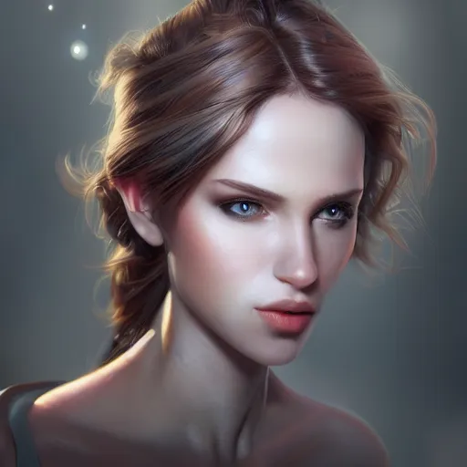 Image similar to beautiful futuristic young woman, diffuse lighting, fantasy, intricate, highly detailed, lifelike, photorealistic, digital painting, artstation, illustration, concept art, smooth, sharp focus