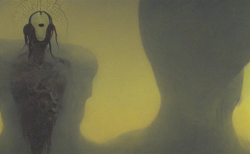 Image similar to film still from the move Avatar by Beksinski