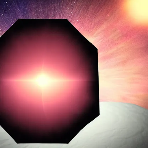 Prompt: hexagon sun shield floating in space, unreal engine, digital art, solar eclipse