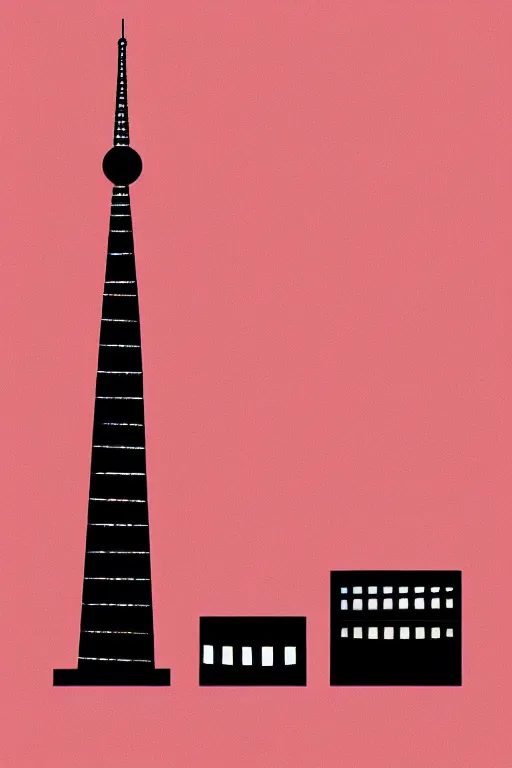 Image similar to minimalist boho style art of berlin television tower at sunrise, illustration, vector art