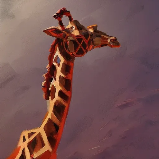 Prompt: a half robot giraffe walking on mars, trending on artstation, art by greg manchess, guangjian, detailed digital art, artstation hd