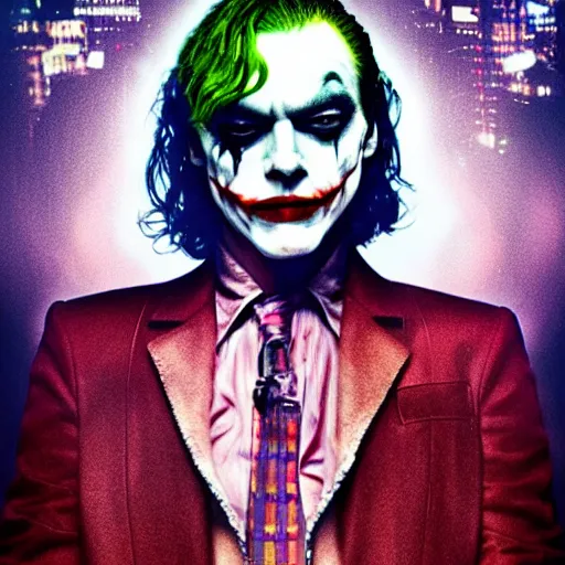 Image similar to breathtaking awe inspiring Emma Stone as The Joker 8k hdr movie poster