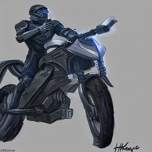 Prompt: concept art for motorcycle in the upcoming halo game, highly detailed - n 4