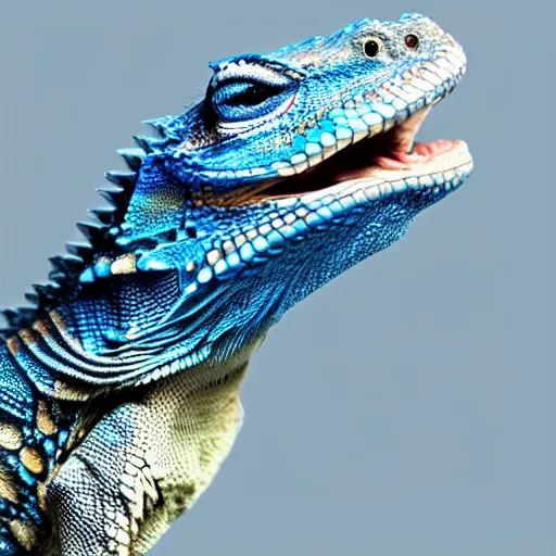 KREA - a blue bearded dragon, hq, photorealistic