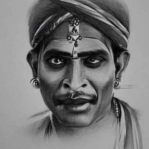 portrait pencil sketch of a yakshagana artist by | Stable Diffusion ...