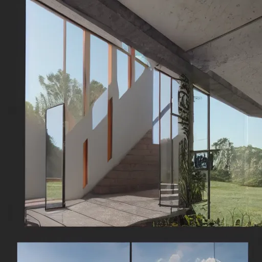Prompt: translucence house a reflection of our life. a place where we can't hide our activities, dreams, and thoughts by jon 1 1 7 sp architect trending on behance using unreal engine n - 1 2