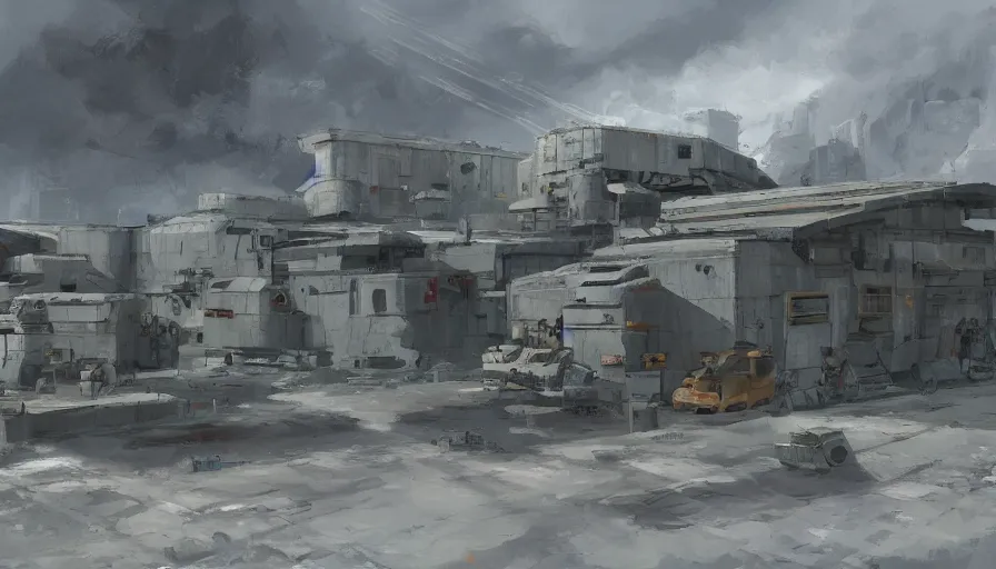 Prompt: concept art of modular military base, oil painting by jama jurabaev, extremely detailed, brush hard, artstation, for aaa game, high quality, brush stroke