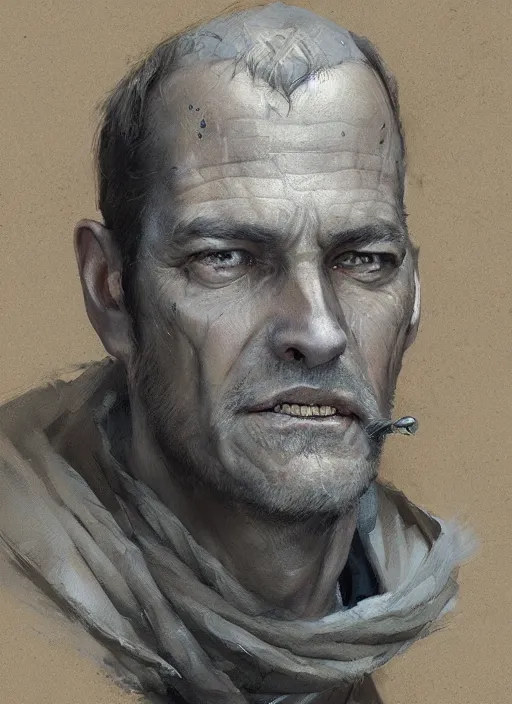 Image similar to a portrait of sam vimes, beautiful painting with highly detailed face by greg rutkowski and magali villanueve