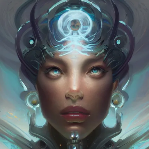 Image similar to portrait of a beautiful cybernetic emanation from angelarium, profile, by pete mohrbacher and artgerm and wlop, digital art, highly detailed, intricate, fantasy, mystical, Trending on Artstation HQ, deviantart, unreal engine, 4K UHD image