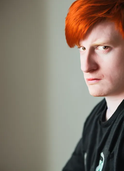 Image similar to portrait photo still of real life philip j fry from futurama, 8 k, 8 5 mm, f. 1 4