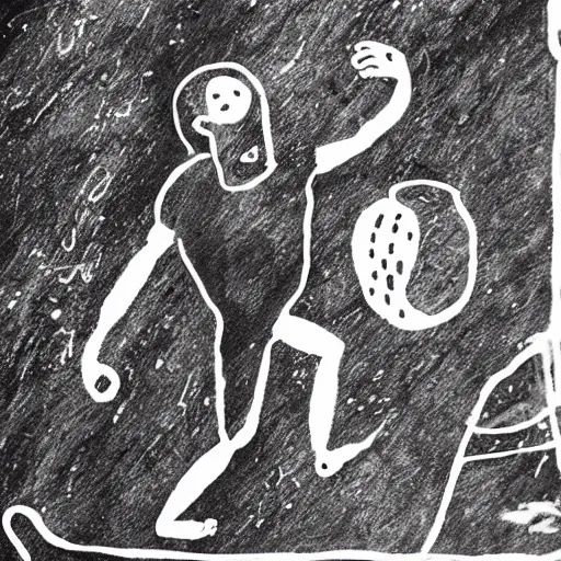 Image similar to avocado being stolen, paleolithic cave painting