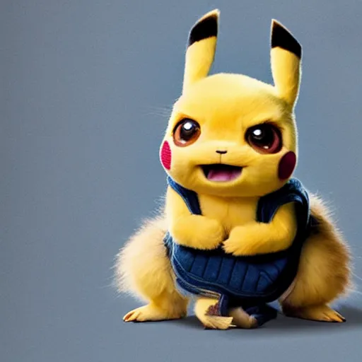 Image similar to portrait mid - sneeze cute detective pikachu mid - sneeze wiping face with rag at a photoshoot studio lighting