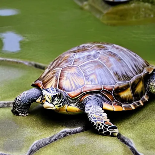 Prompt: a turtle with the face of mitch mcconnell