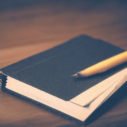 Image similar to commercial shot of the dusty old notepad you found behind your couch, dramatic beautiful lighting, 8k photgraphy, 50mm f1.8, macro