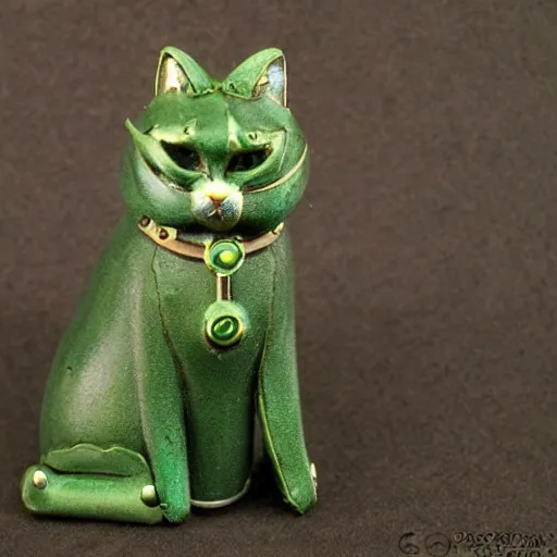 Image similar to steampunk green cat